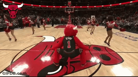 Basketball Court With Mascot In Number 1 Jersey GIF