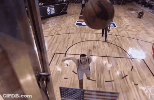 Basketball Dunked On Court With NBA Logo GIF