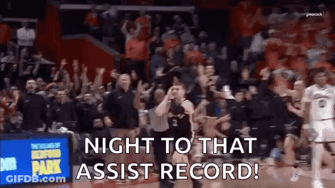 Basketball Game Crowd Night To That Assist Record Sign GIF