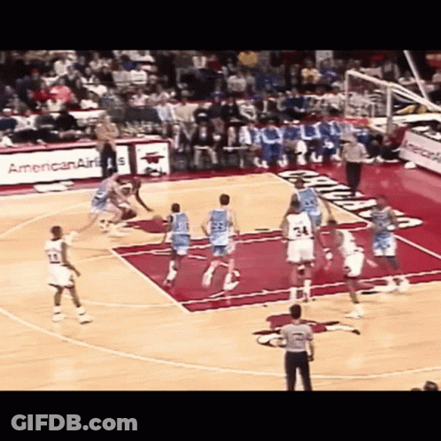 Basketball Game In Front Of American Airlines Banner GIF