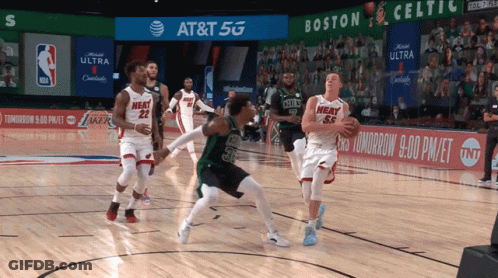 Basketball Game In Front Of AT&T 5G Banner GIF