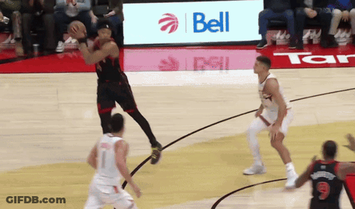 Basketball Game In Front Of Bell Ad GIF