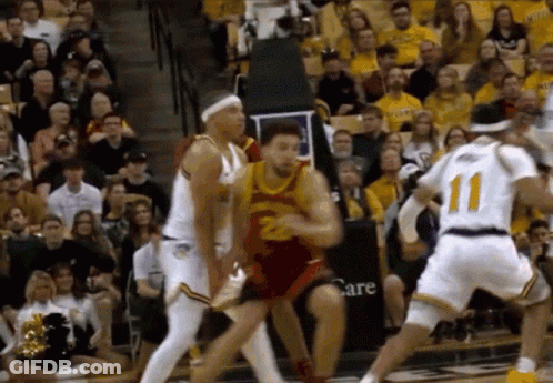 Basketball Game In Front Of Crowd With Care Sign GIF