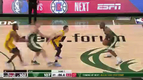 Basketball Game In Front Of ESPN Sign GIF