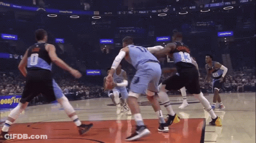 Basketball Game In Front Of Goodyear GIF