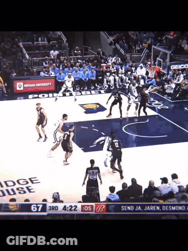 Basketball Game In Front Of Indiana University Sign GIF
