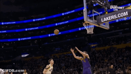 Basketball Game In Front Of Lakers.com Sign GIF