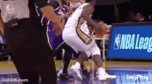 Basketball Game In Front Of NBA League Sign GIF