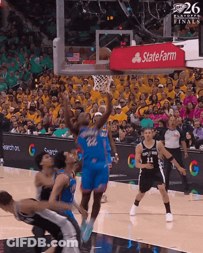 Basketball Game In Front Of State Farm Ad GIF