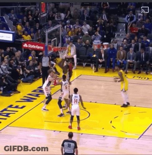 Basketball Game In Front Of State Farm Sign GIF