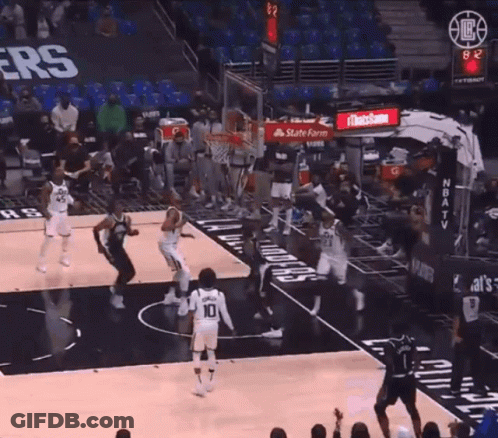 Basketball Game In Front Of State Farm Sign GIF