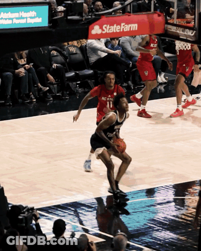 Basketball Game In Front Of State Farm Sign GIF