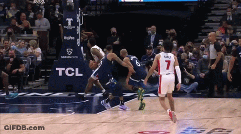 Basketball Game In Front Of TCL Banner GIF