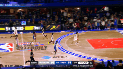 Basketball Game In Stadium With Celebrity Sign GIF