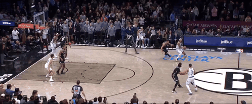 Basketball Game In Stadium With JetBlue Ads GIF