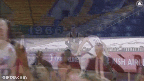 Basketball Game In Stadium With Kish Air Ads GIF