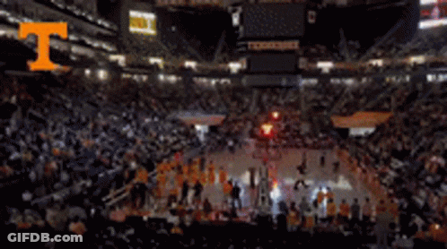 Basketball Game In Stadium With Letter T GIF