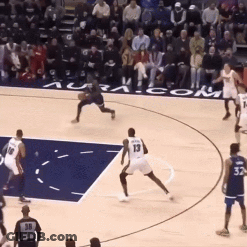 Basketball Game On Court With Aura.com GIF