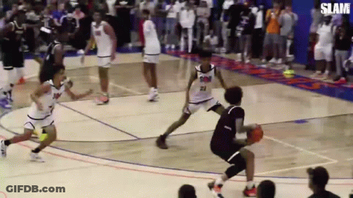 Basketball Game On Court With Crowd GIF