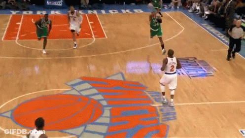 Basketball Game On Court With Knicks GIF