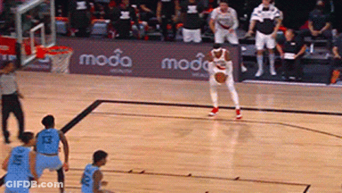 Basketball Game On Court With Moda Ad GIF