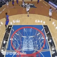 Basketball Game On Court With NBA Hoop GIF