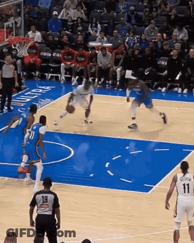Basketball Game On Court With Oklahoma City Logo GIF