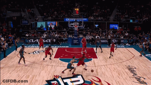 Basketball Game On Court With P Logo GIF