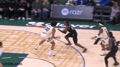 Basketball Game On Court With Razr Banner GIF