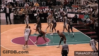 Basketball Game On Court With Referee GIF