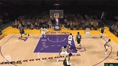Basketball Game On Lakers Court GIF