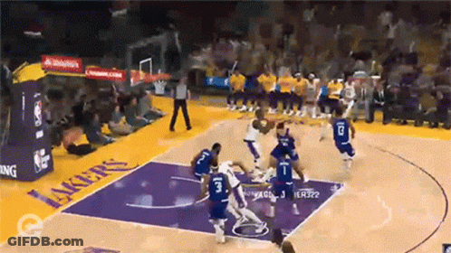 Basketball Game On Lakers Court GIF