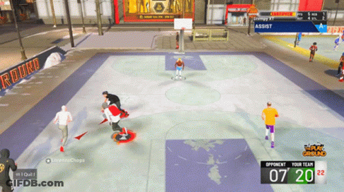 Basketball Game On Round Sign GIF