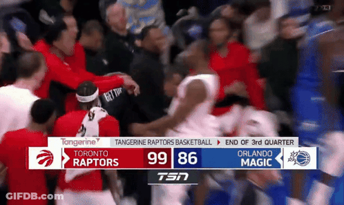 Basketball Game Raptors Magic GIF