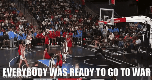 Basketball Game With Crowd Saying Everybody Was Ready To Go To War GIF
