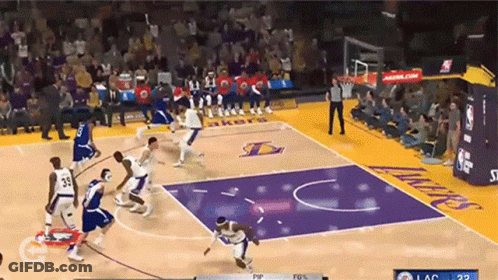 Basketball Game With Lakers Logo GIF