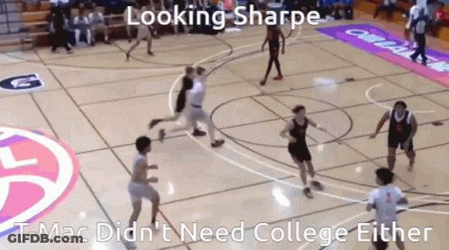 Basketball Game With Looking Sharpe Above GIF