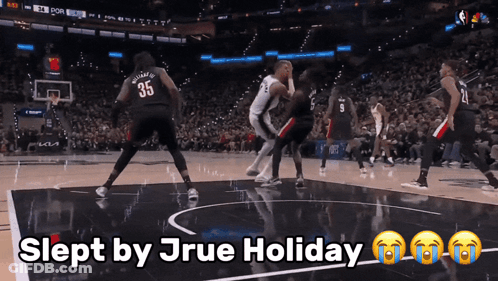 Basketball Game With Slept Text GIF