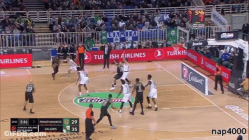 Basketball Game With Turkish Airlines Ads GIF