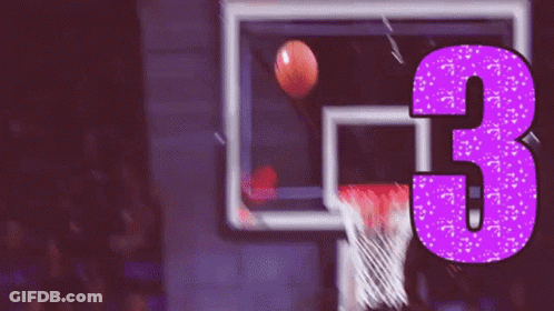 Basketball Going Through Hoop With Number Three GIF