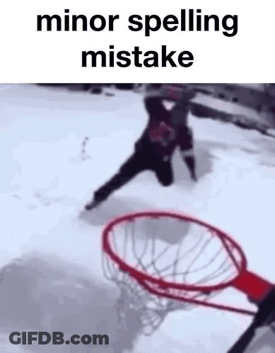 Basketball Hoop In Snow Minor Spelling Mistake GIF