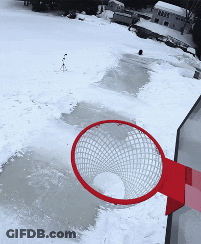 Basketball Hoop In Snow Saying Hoop GIF