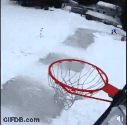Basketball Hoop In Snow With Sonic The Hedgehog GIF