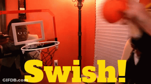 Basketball Hoop With Yellow Swish GIF