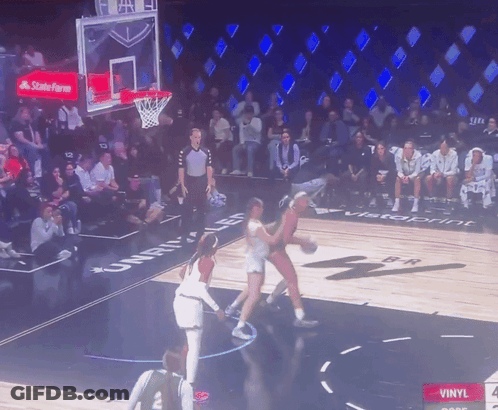Basketball On Court With State Farm Logo GIF