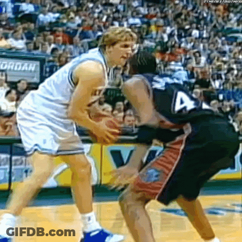 Basketball Player Blocking Shot Number 4 Jersey GIF