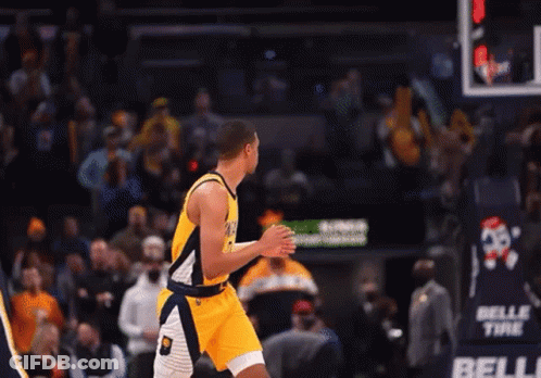 Basketball Player Clapping In Yellow Indiana Jersey GIF