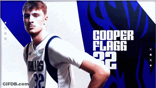 Basketball Player Cooper Flagg Wearing Dallas 32 Jersey GIF