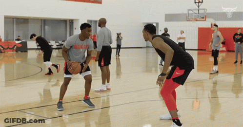 Basketball Player Dribbling Bulls Shirt GIF