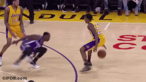 Basketball Player Dribbling Lakers Jersey GIF
